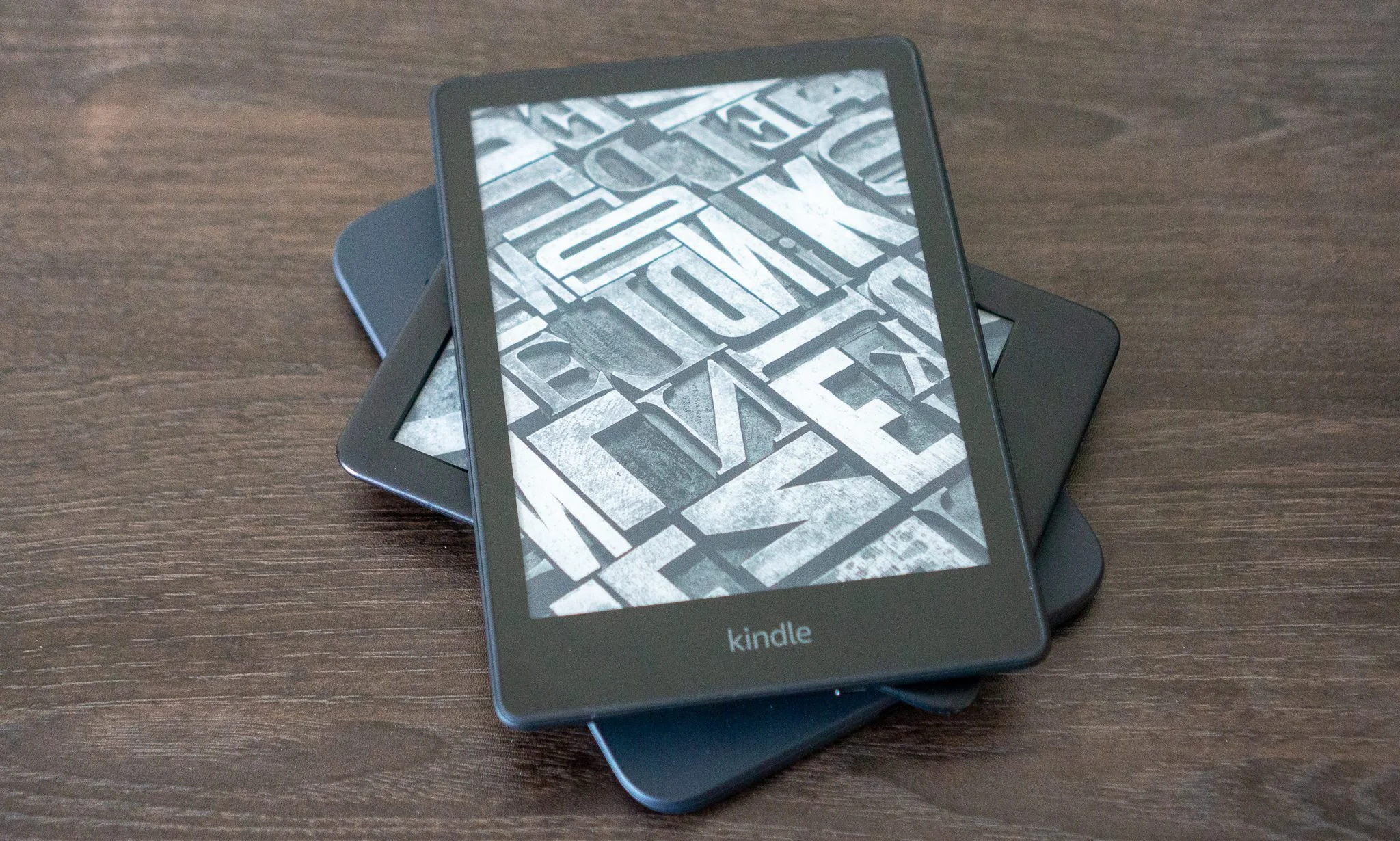 Amazon Kindle Paperwhite on a table.