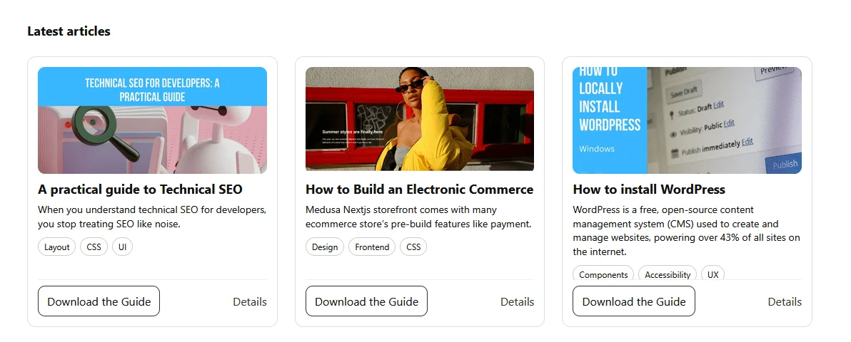 A card layout where the third card's content is longer, causing overlap with elements below.