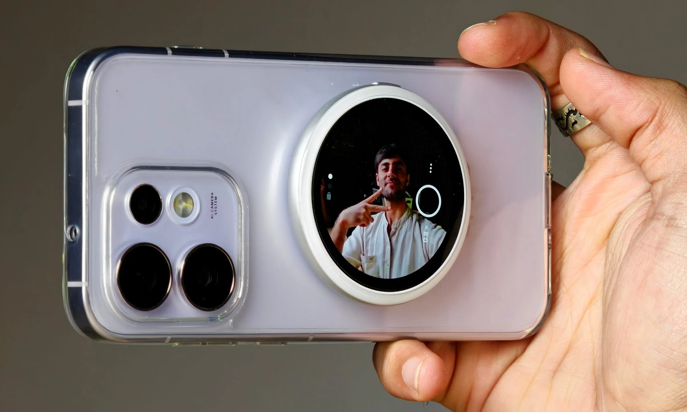 Oppo Bubble attached on the back of the Reno 16 Pro