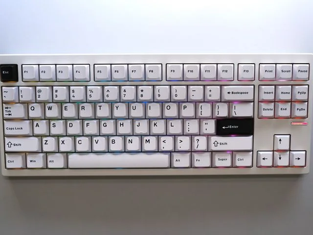 Overhead view of Mchose GX87 Ultra a white mechanical keyboard