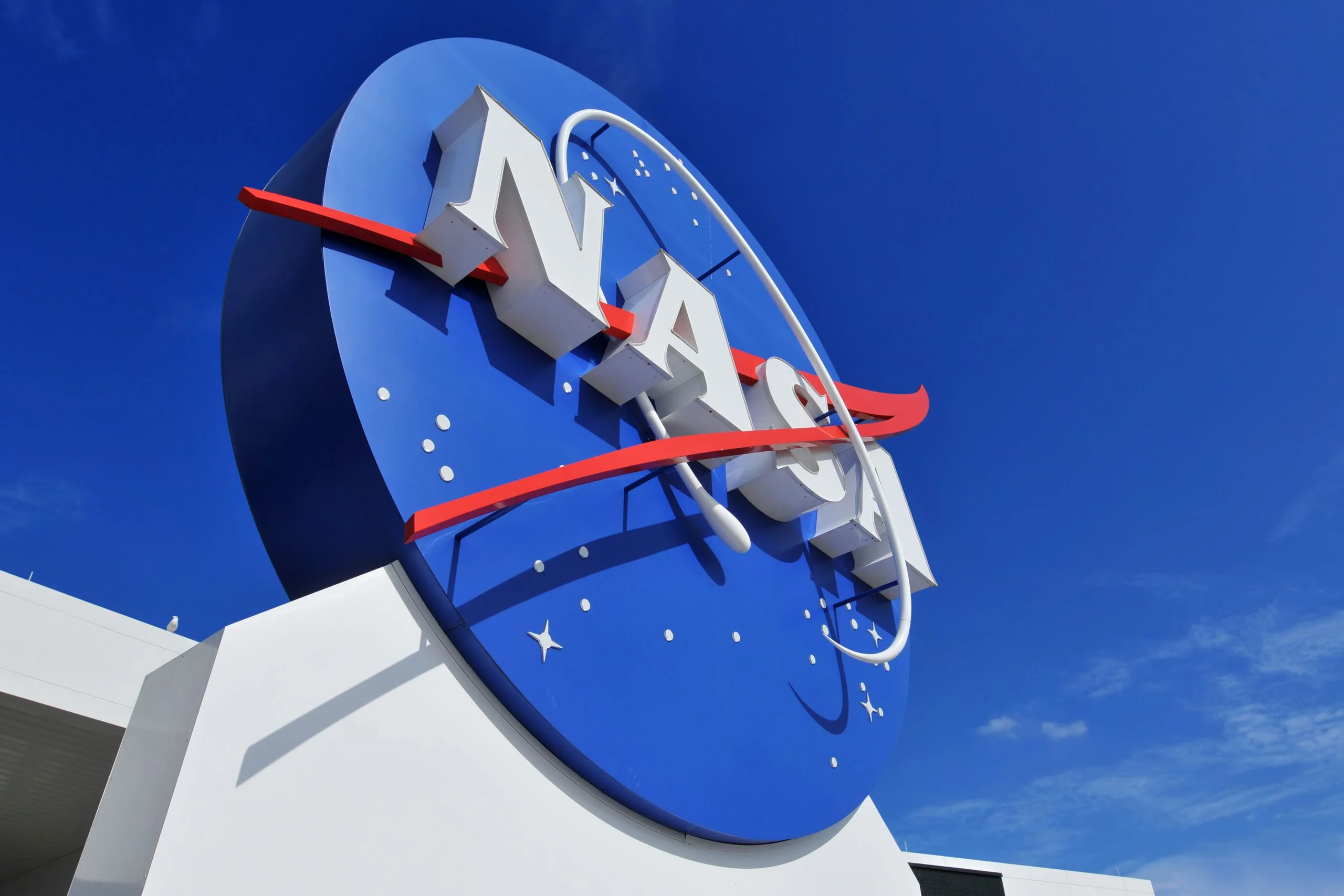 The NASA's Logo Signage at the Kennedy Space Center NASA in Florida USA.