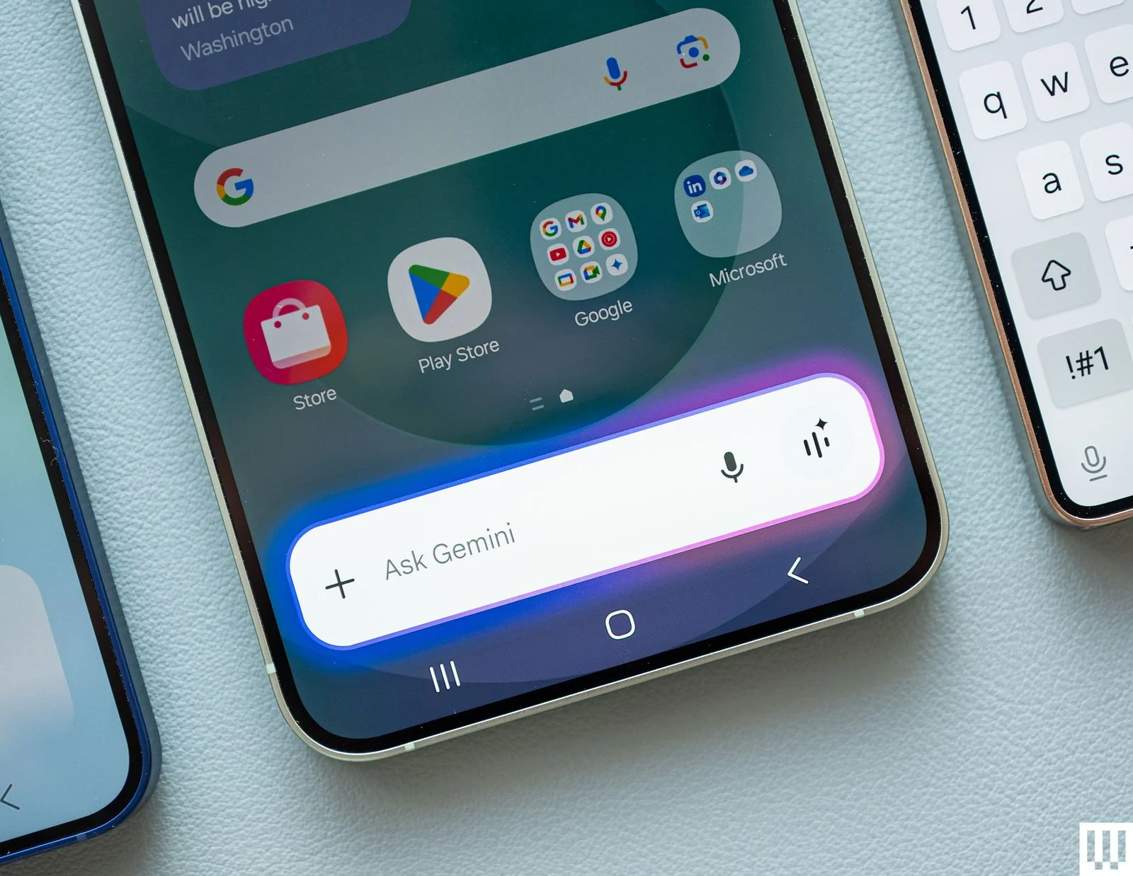 Closeup of a screen on a Samsung Galaxy S25 showing the artificial intelligence feature called Gemini