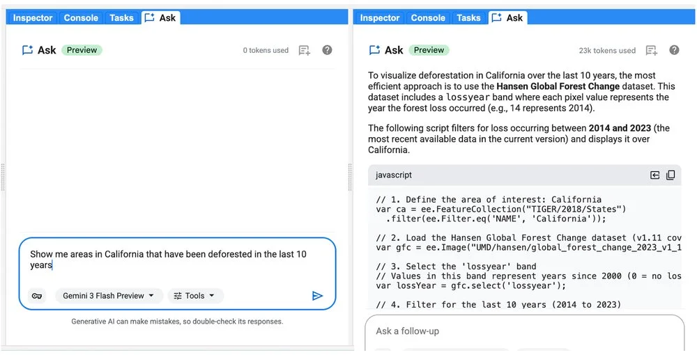 Introducing Ask, a new Google Earth Engine feature to accelerate geospatial coding